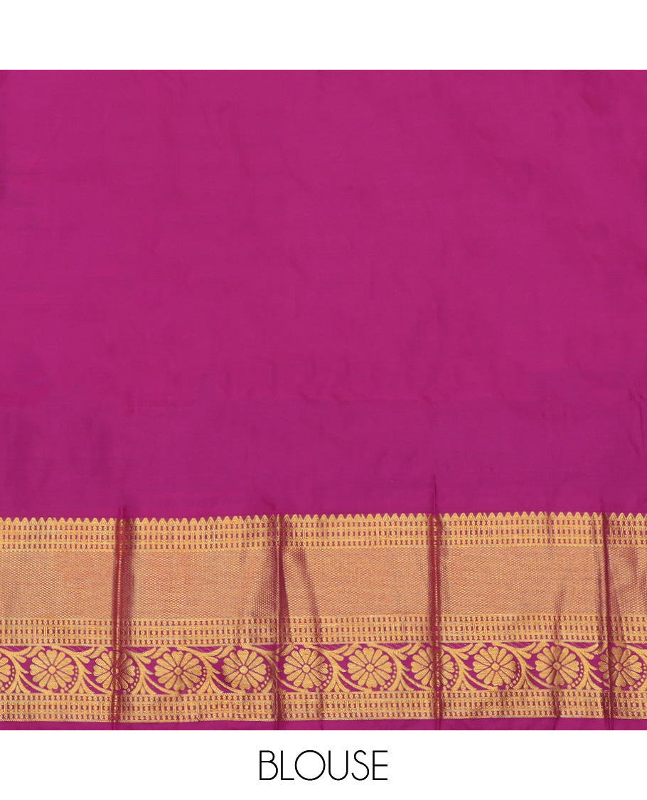 Blue Budget Silk Saree, Elevated with Zari Buttas Enclosed Checks, a Contrast Traditional Zari Border, Grand Pallu, and a Contrast Blouse