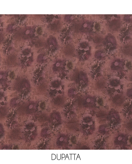 Violet Material Churidar Set, Ornamented with Swarovski Stone Work Nc Moss Organza Top, Comes with a Plain Santoon Bottom, and Floral Printed Nc Moss Organza Dupatta