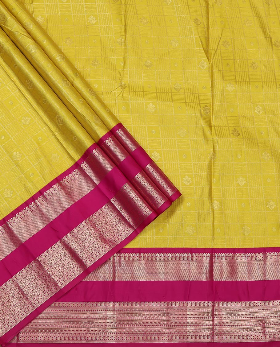 Yellow Art Silk Pavadai Material Set