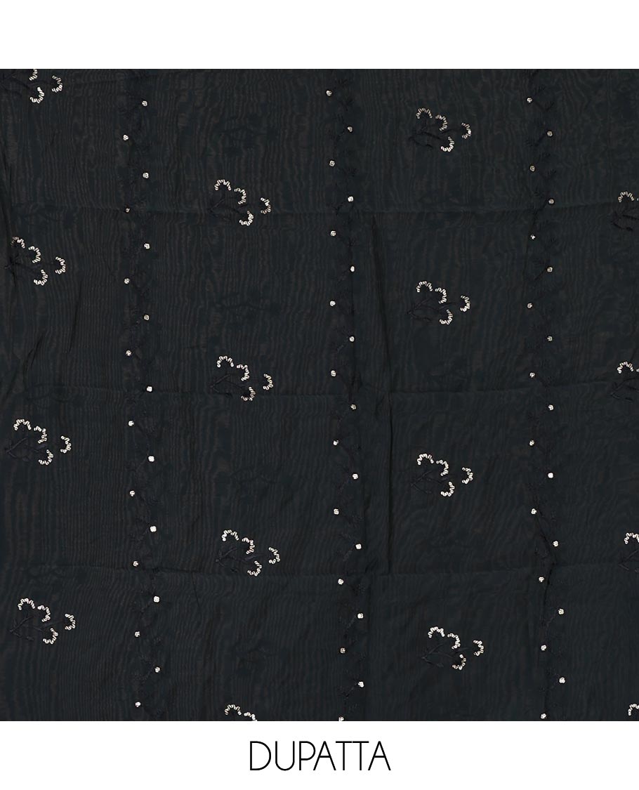 Peacock blue material chudidar set, floral print & thread neck embroidered rayon top, matching cotton bottom & sequins embroidered floral dupatta