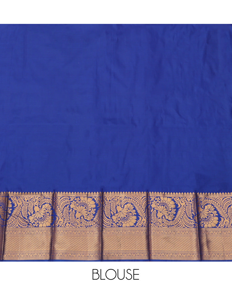 Yellow Budget Silk Saree, Showcasing Jacquard Design, Complemented by Contrast Traditional Zari Border, a Grand Pallu and a Contrast Blouse