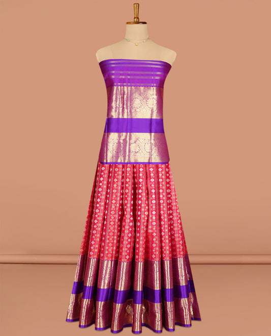 Red Pure Silk Pavadai Material Set