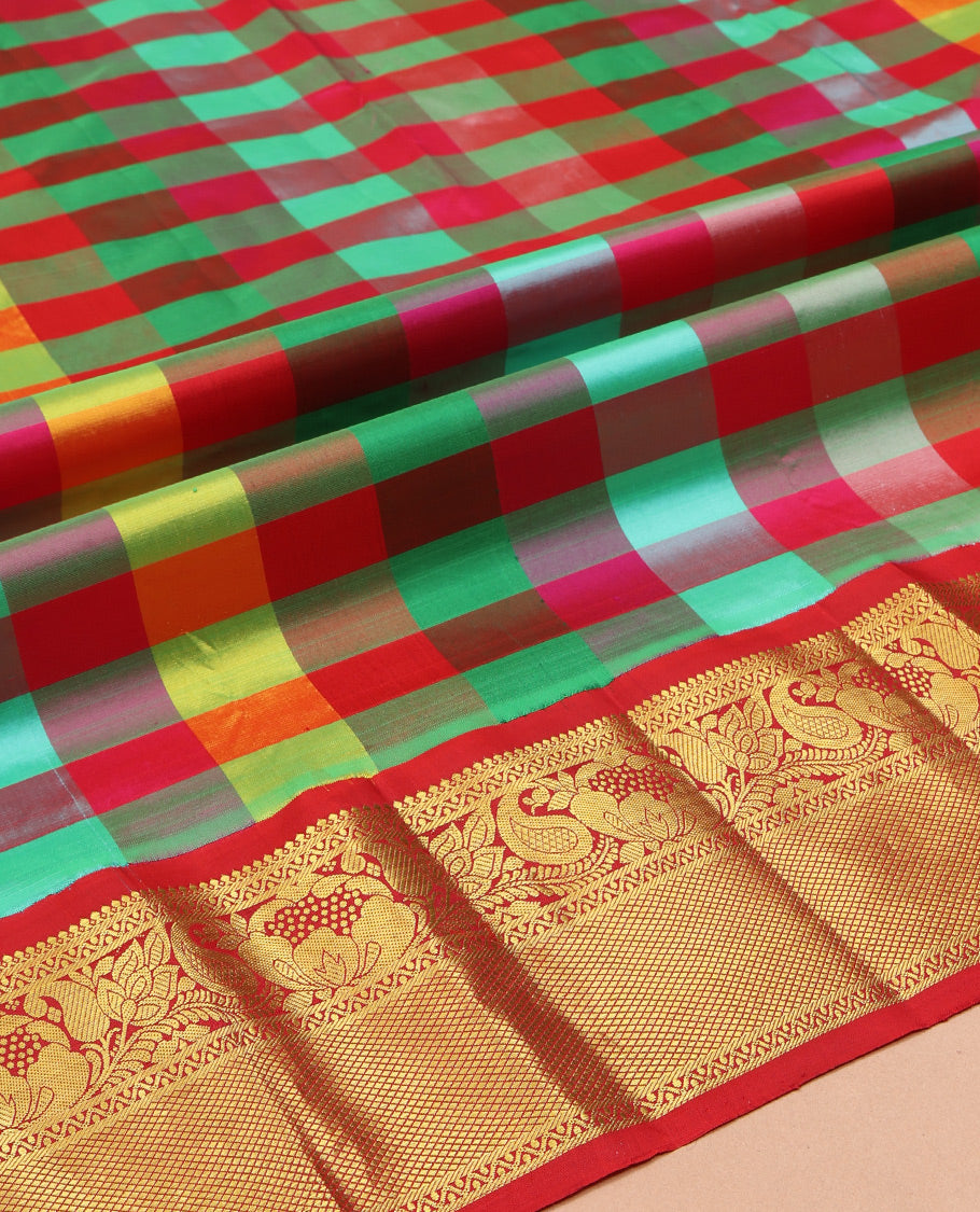 Multi-Color Pure Silk Navarathna Pavadai Material Set
