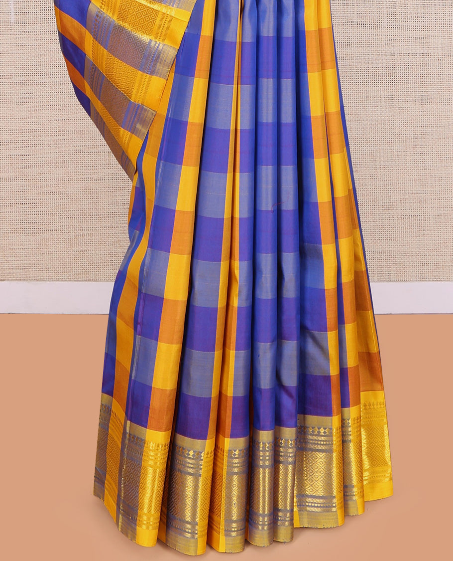 Multi-Color Checks Kanchipuram Silk