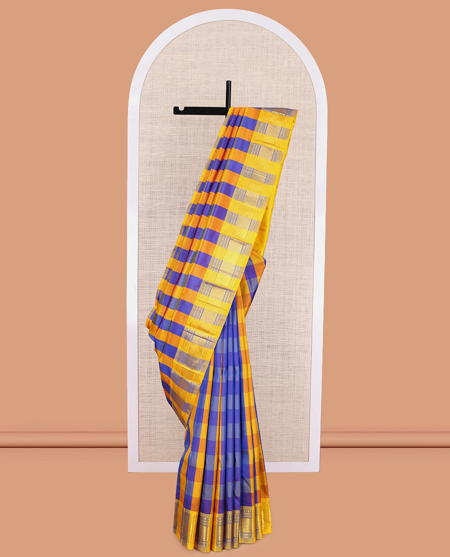 Multi-Color Checks Kanchipuram Silk