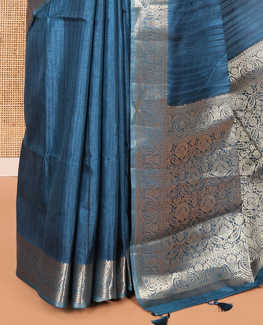 Ramar Green Fancy Tussar Saree, Intricate Border, Grand Pallu, a Printed Blouse, Matching Brocade Blouse