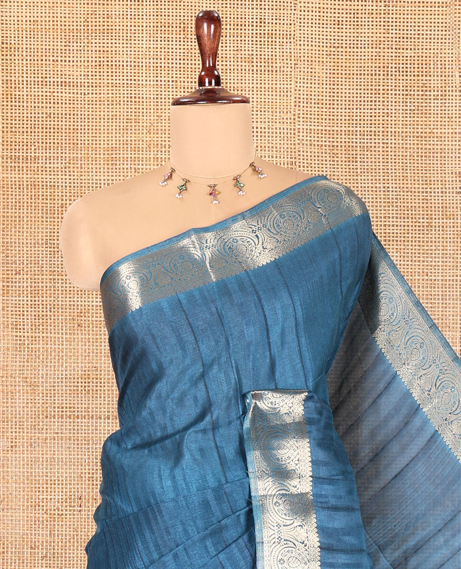 Ramar Green Fancy Tussar Saree, Intricate Border, Grand Pallu, a Printed Blouse, Matching Brocade Blouse