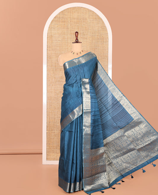 Ramar Green Fancy Tussar Saree, Intricate Border, Grand Pallu, a Printed Blouse, Matching Brocade Blouse