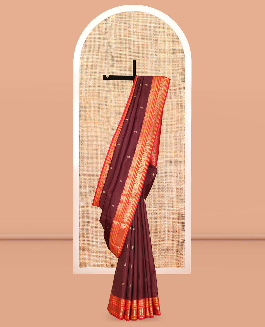 Maroon Vasundhara Lite Silk Mix Saree, Crafted with Pakshi Buttas, a Contrast Mayil Border, Mayil Pallu, and a Contrast Blouse