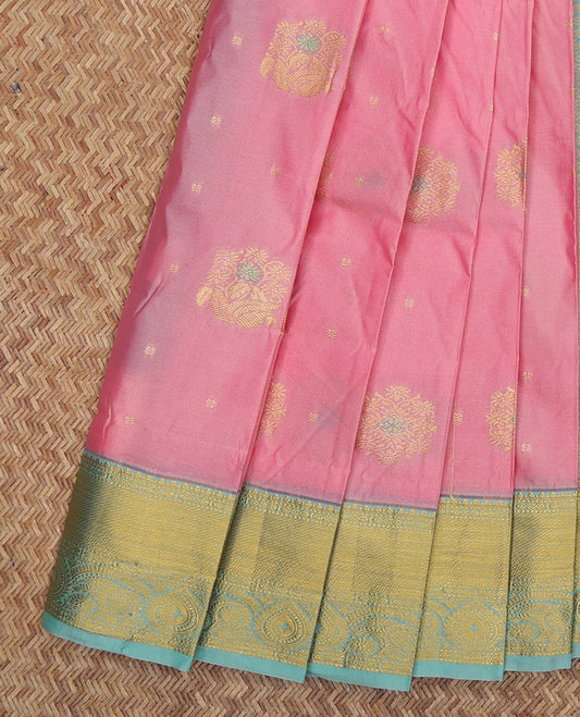 Pink Budget Silk Saree, Crafted with Zari Buttas, a Contrast Traditional Zari Border, Grand Pallu, and a Contrast Blouse