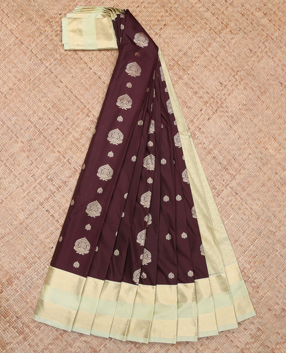 Brown Contrast Zari Design Budget Silk Saree