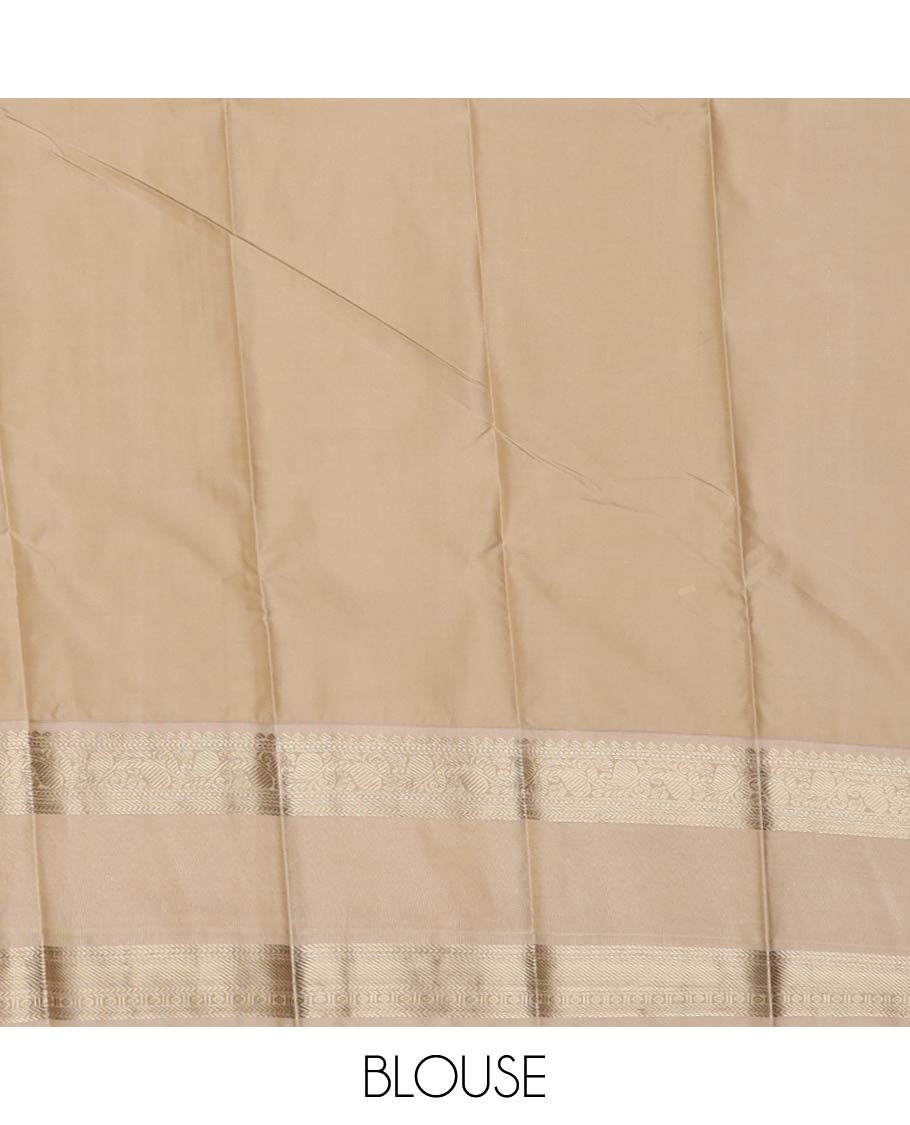 Blue buttas gift saree, contrast traditional zari design rettai pettu border, and jaal pallu