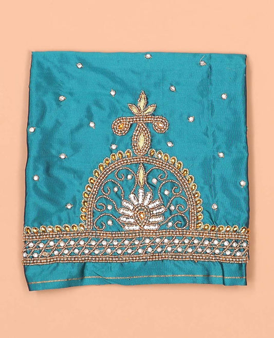 Blue floral aari embroidered material blouse