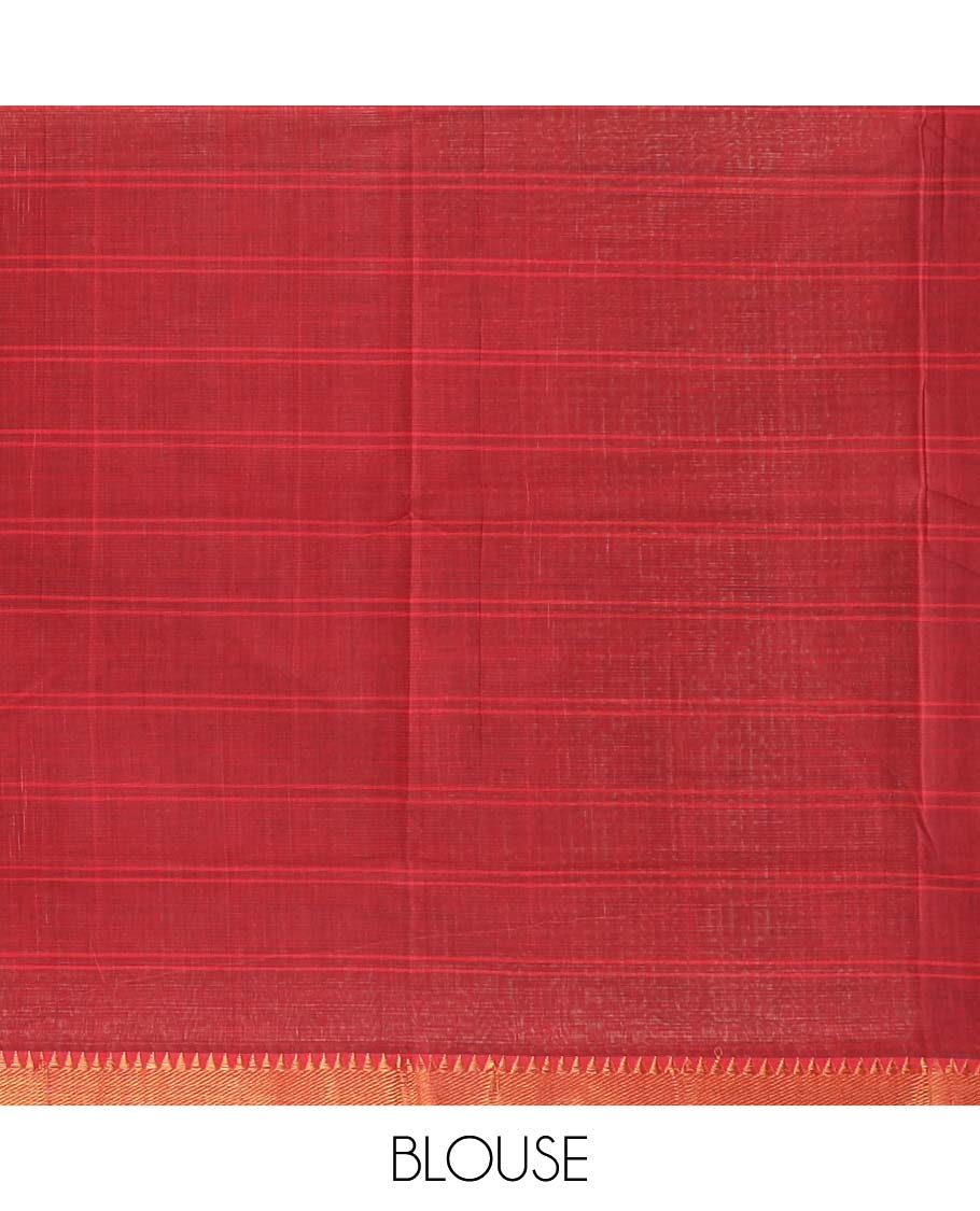 Black checked Mangalagiri cotton saree, contrast traditional zari border and zari striped pallu