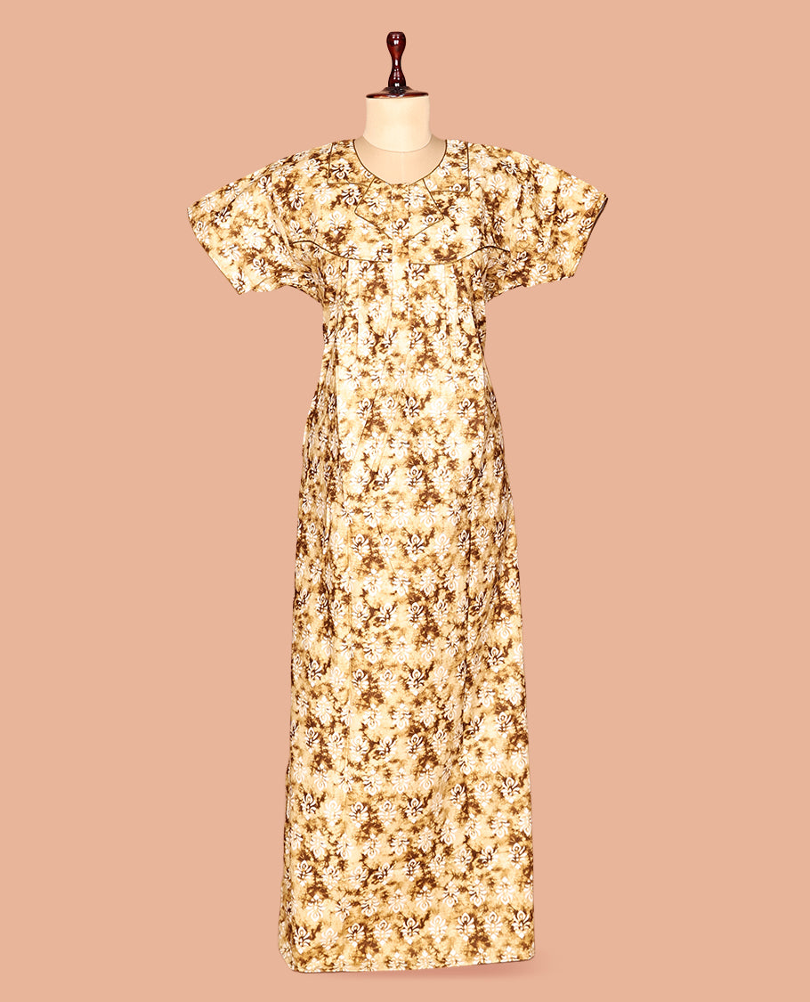 Pale Yellow Cotton-Blended Nighty