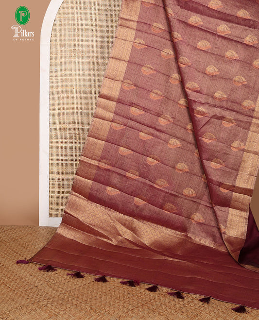 Purple zari butta design banaras tissue saree with zari jacquard border & rich weaving pallu along with butta design blouse