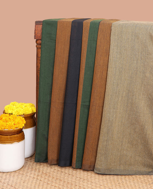 Multi-color striped jute cotton saree with selg border & Self pallu, tussels alonf with contrast blouse