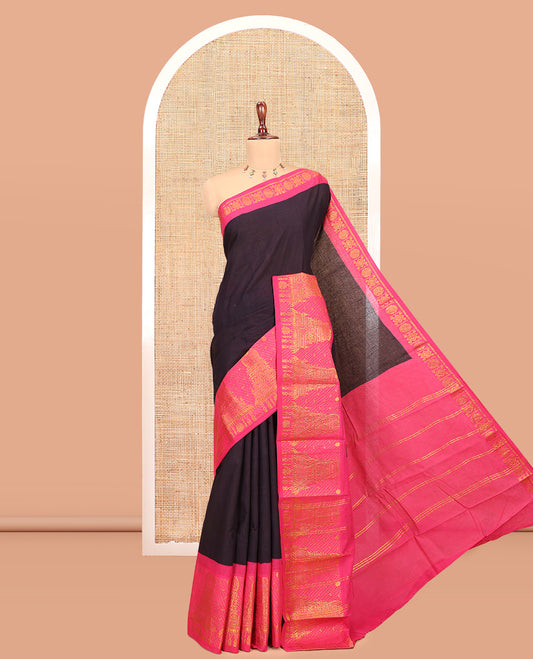 Wine Plain Sungudi Cotton Saree
