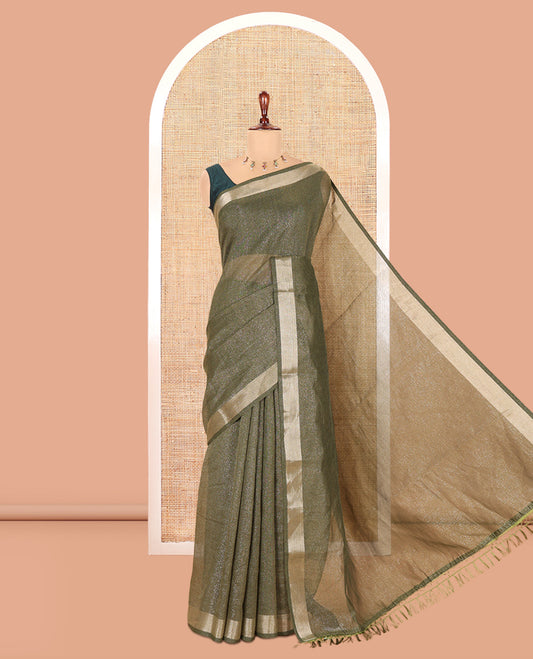 Green Linen Cotton Saree