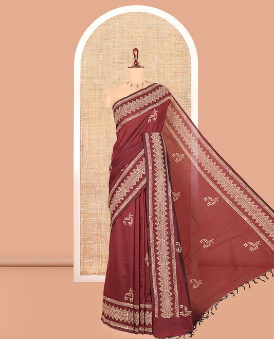 Maroon South Cotton Saree
