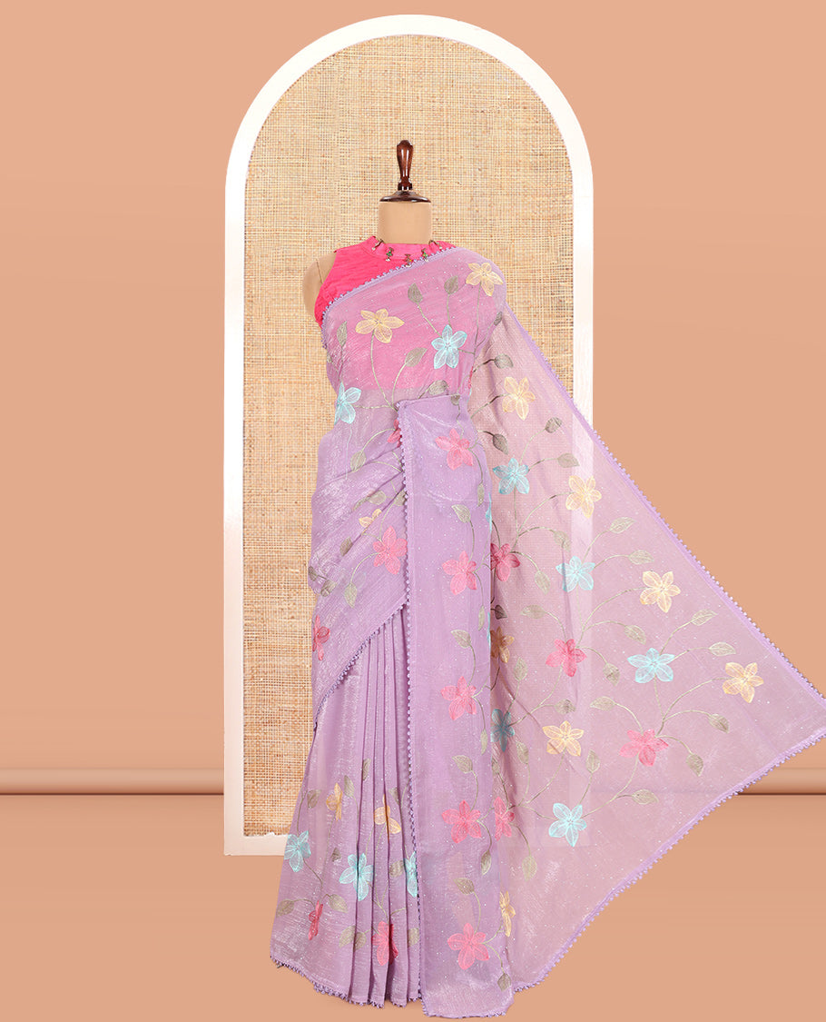 Lavender Fendi Crush Chiffon Saree