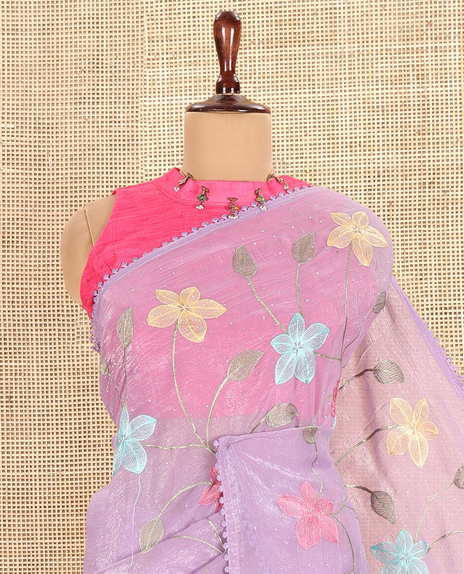Lavender Fendi Crush Chiffon Saree