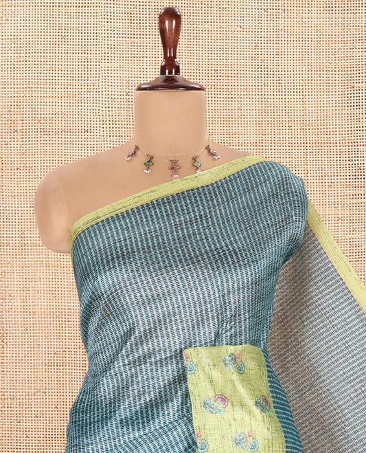 Blue Semi-Tussar Saree
