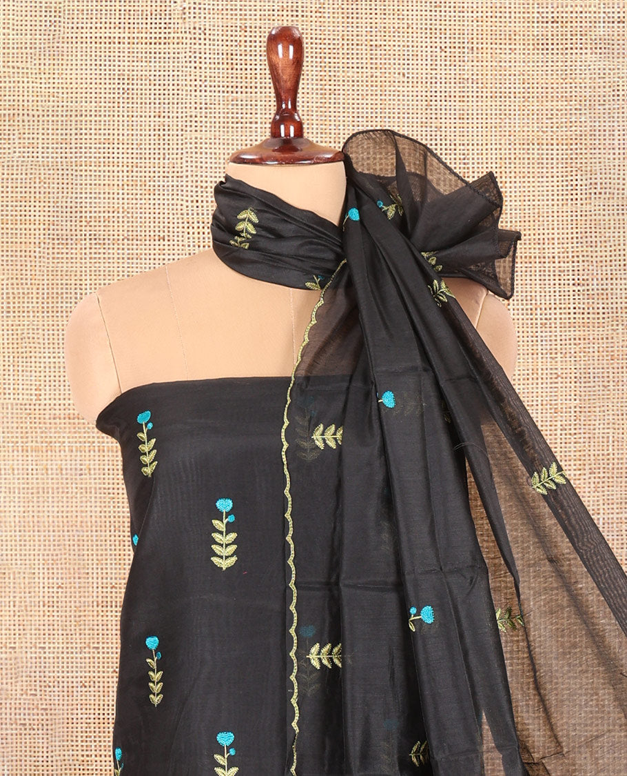Black Mul Chanderi Material Chudidar Set