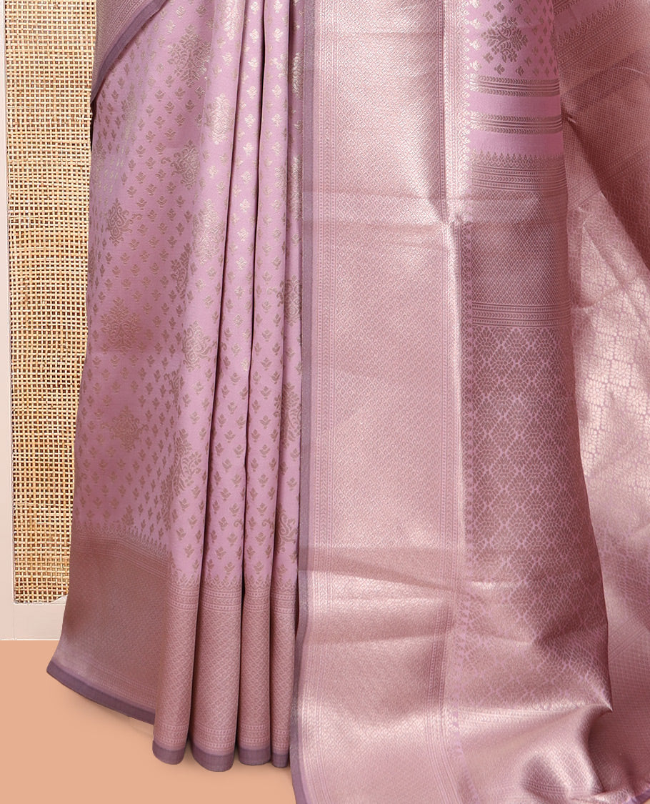 Baby Pink Semi-Silk Saree, Enriched with Jacquard Design, a Traditional Zari Border, Grand Pallu, and a Matching Blouse-Trisha-Inspired