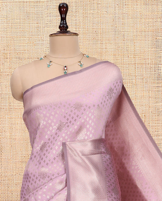 Baby Pink Semi-Silk Saree, Enriched with Jacquard Design, a Traditional Zari Border, Grand Pallu, and a Matching Blouse-Trisha-Inspired