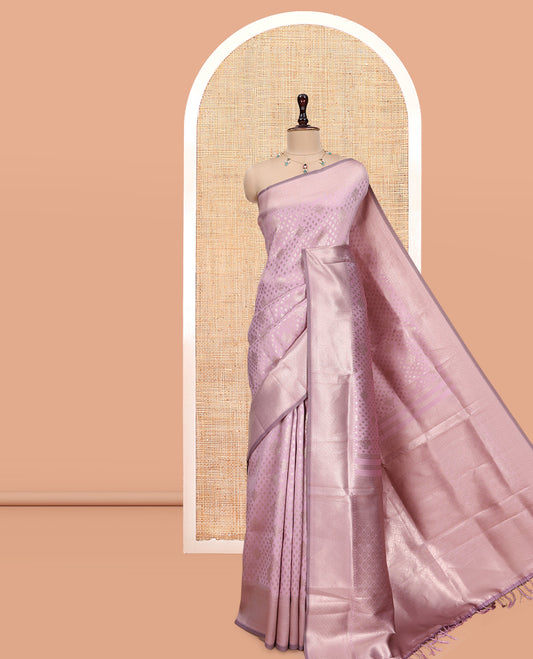 Baby Pink Semi-Silk Saree, Enriched with Jacquard Design, a Traditional Zari Border, Grand Pallu, and a Matching Blouse-Trisha-Inspired