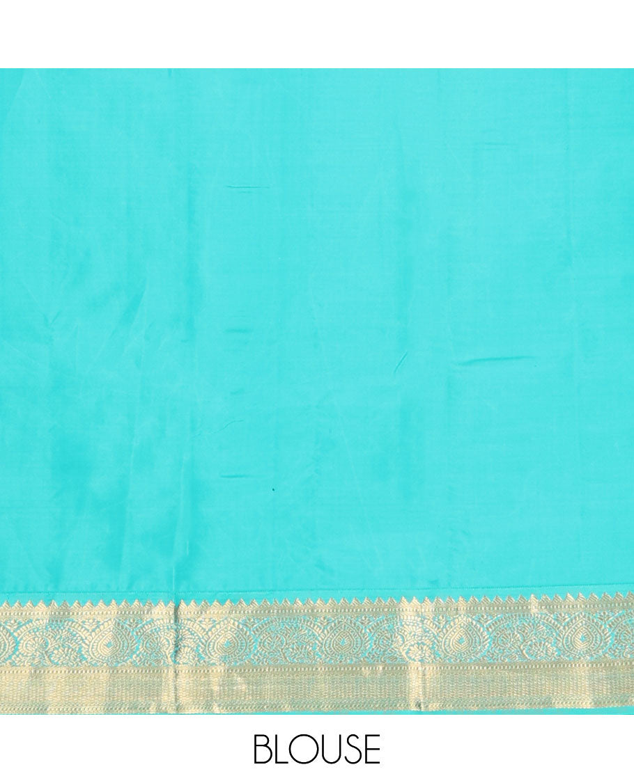 Yellow zari buttas silk saree, contrast intricate pallu & border of rekku,muthu,floral & kuyil kann designs