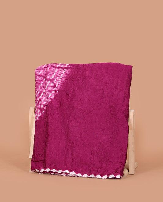 Borderless Burgundy Bandhani Dola Silk Saree