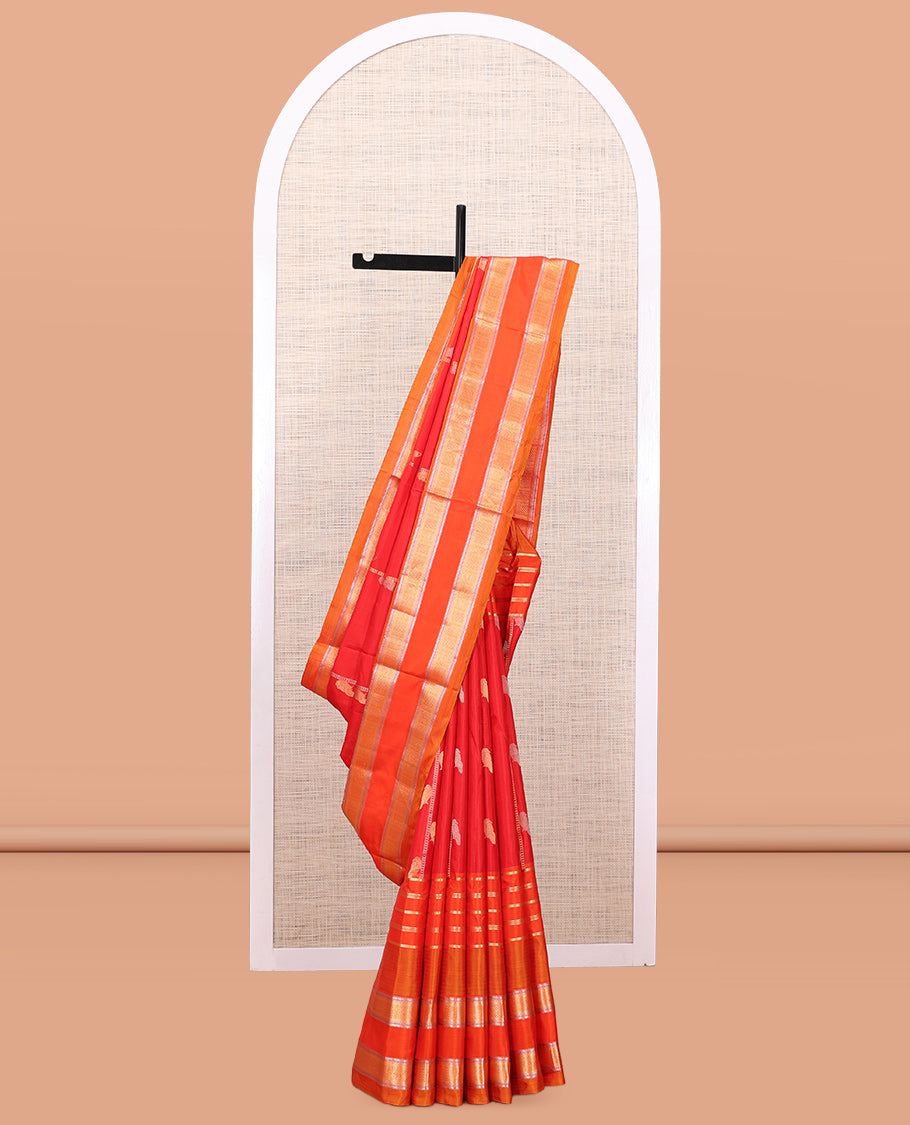 Red-Orange Mayuri Soft Silk Saree