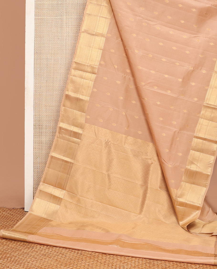 Sandal zari buttas Vasundhara silk mix saree, traditional zari border & jaal pallu