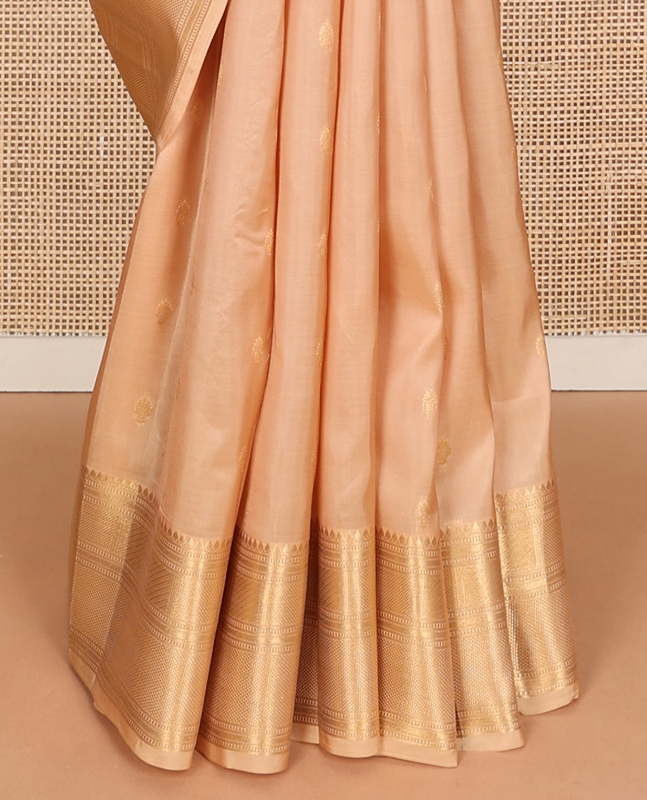 Sandal zari buttas Vasundhara silk mix saree, traditional zari border & jaal pallu