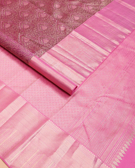 Maroon jacquard wedding silk saree, contrast jaal pallu & border of rekku,banaras,muthu,rettai neli,kathir & geometric patterns