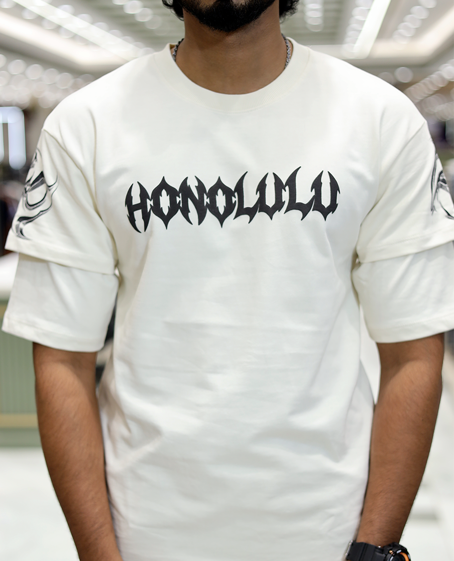 White Unique Print Cotton-Blended T-Shirt