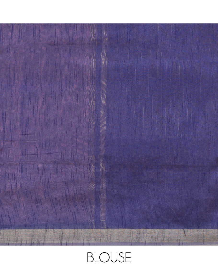 Pink floral designs & elephants printed Semi banaras dupion saree, contrast striped border & pallu of stripe designs