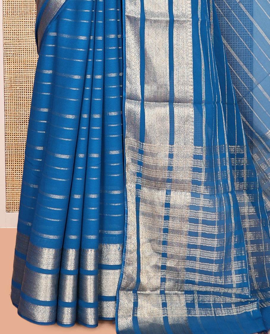 Blue Semi Mysore Silk Saree