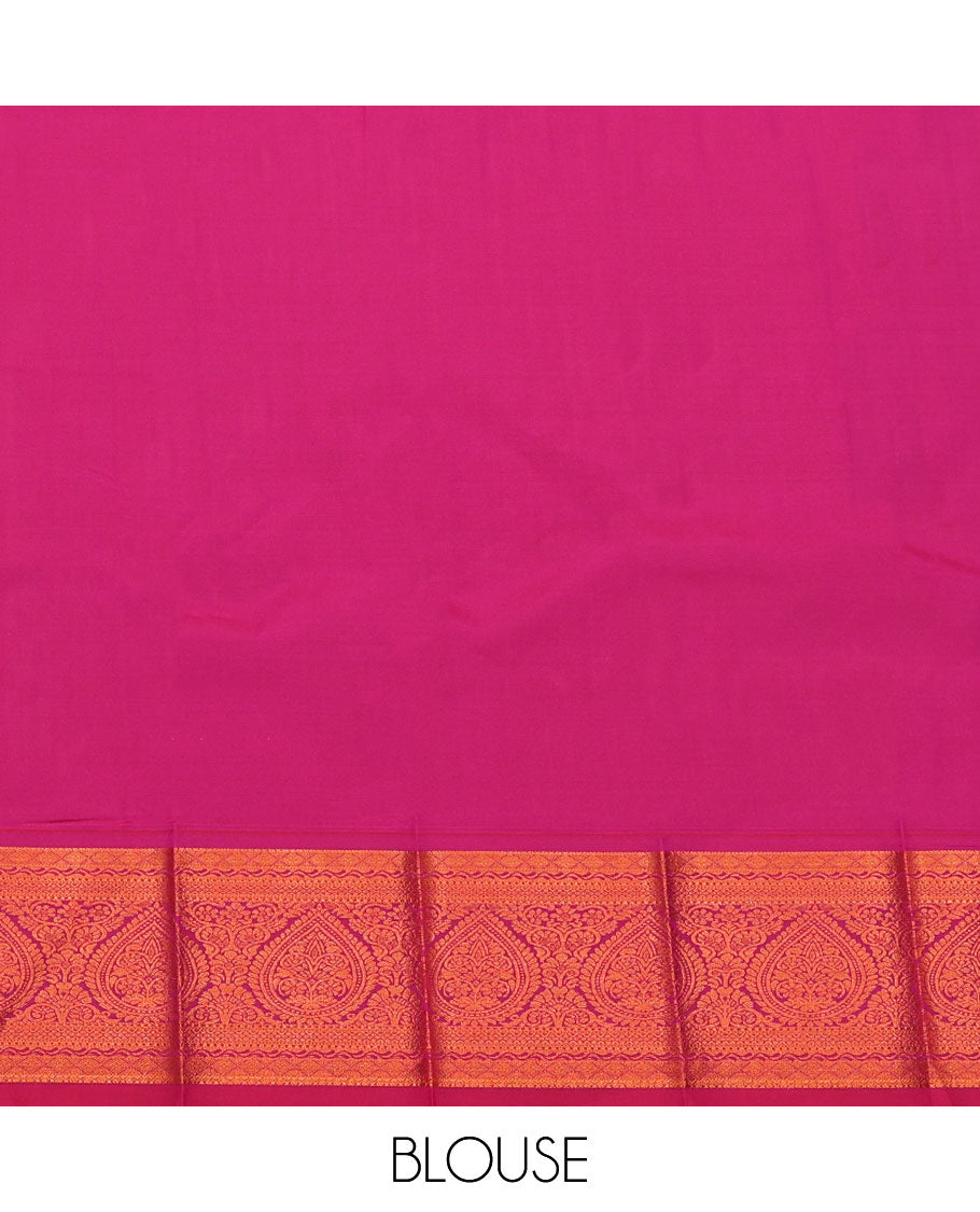 Pink Budget Silk Saree, Adorned with Zari Butta and Checks All Over Its Body, Highlighted by an Intricate Design Border, Jaal Pallu, and Paired with a Matching Blouse
