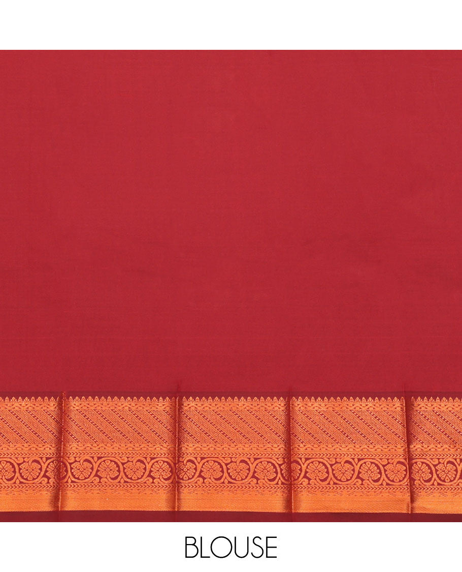 Maroon Budget Silk Saree, Ornamented with Zari Buttas and Checks All Over Its Body, Highlighted by a Traditional Zari Design Border, Grand Pallu, and Paired with a Matching Blouse
