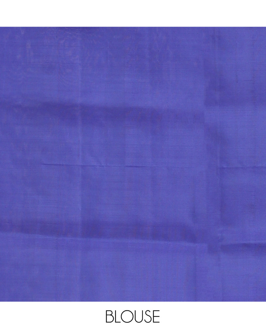Blue Mayuri Lite Silk Mix Saree, Elevated with Floral Zari Buttas, Complemented By Contrast Border of Paisley Buttas, a Grand Jaal Pallu, and a Contrast Blouse
