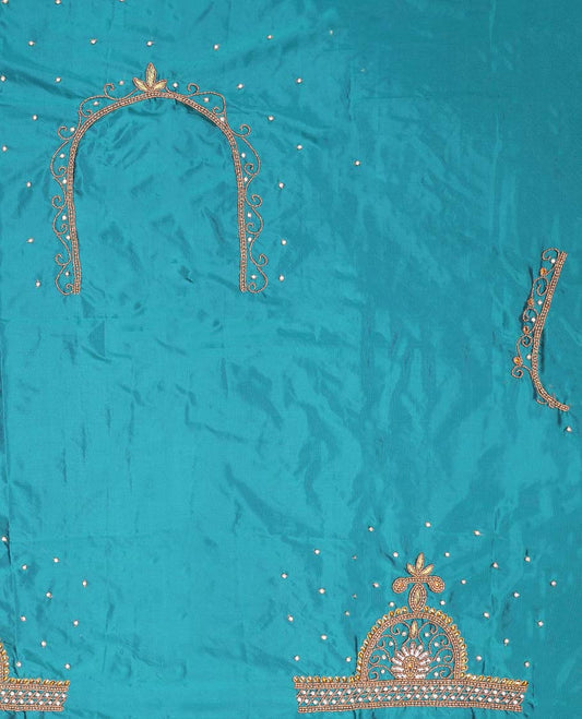 Blue floral aari embroidered material blouse