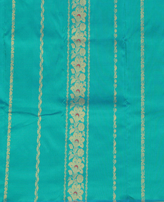 Green Pure Silk Navarathna Pavadai Material Set