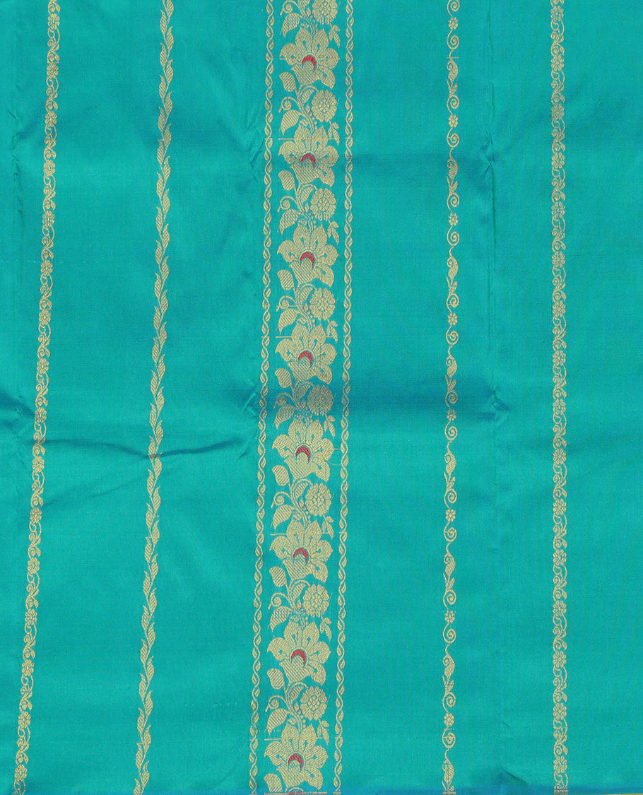Green Pure Silk Navarathna Pavadai Material Set
