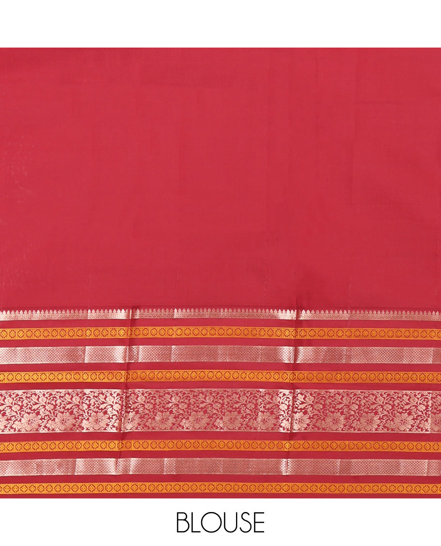 Green Mayil-Chakra Buttas Vasundhara Lite Silk Mix Saree, Contrast Traditional Zari Border, and a Contrast Blouse