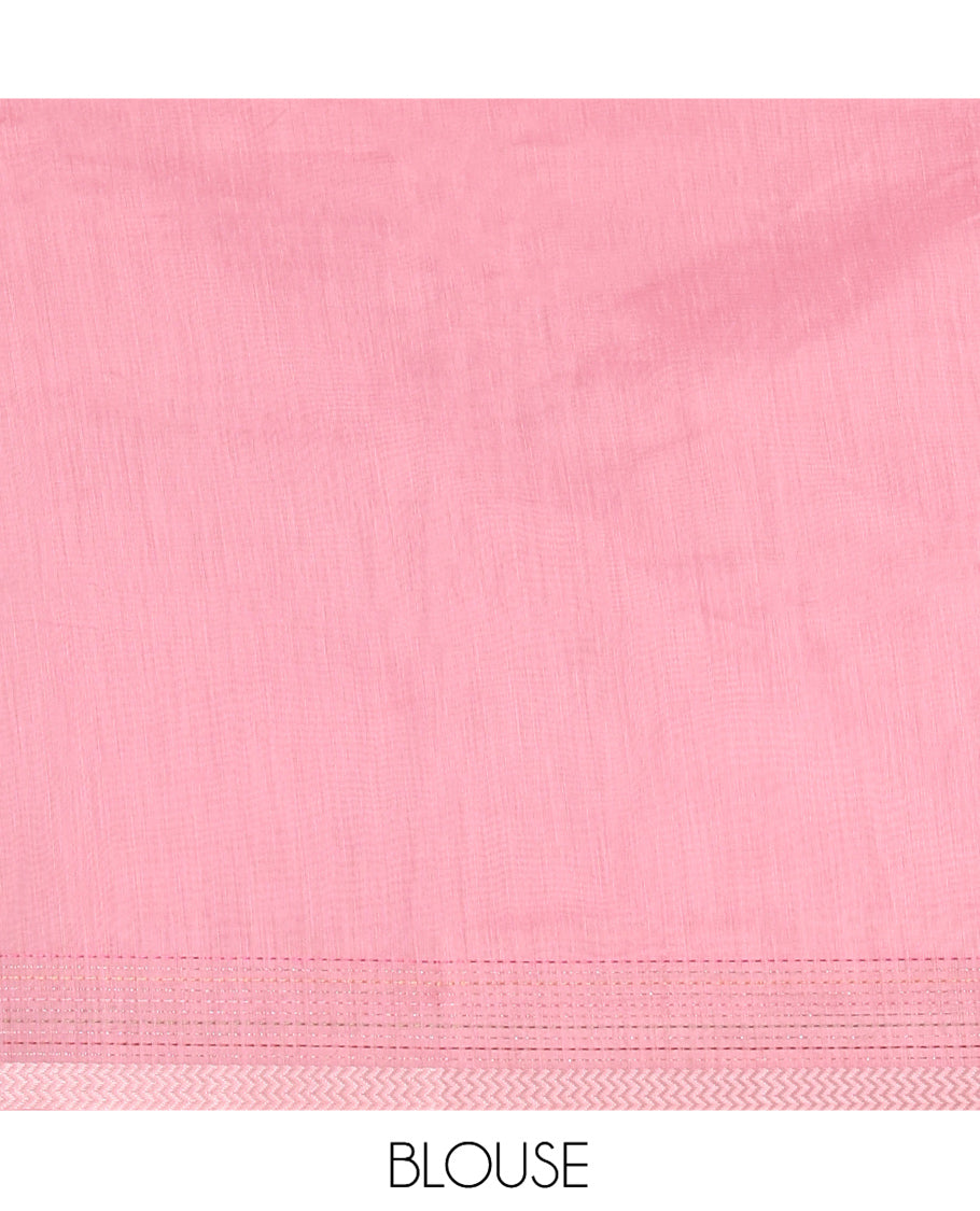 Pink Plain Chanderi Cotton Saree