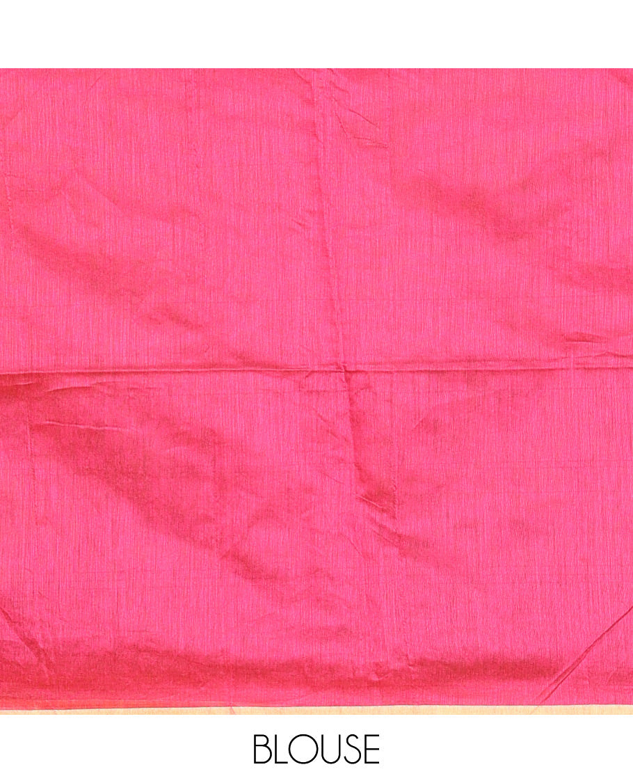 Yellow Warli-village printed khadi cotton saree, printed border, and contrast warli motifs printed pallu, and contrast plain blouse