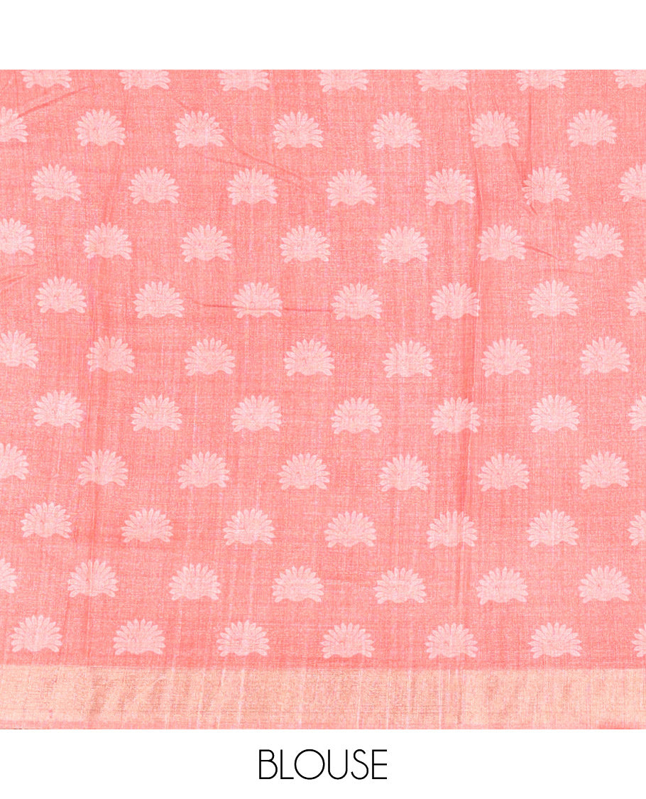 Cream Manipuri Silk Saree Ornamented with Kalamkari Floral and Peacock Prints All Over Its Body, Complemented by a Contrast Zari Border, Pallu Depicts a Big Peacock and Paisleys, and Paired with a Contrast Printed Blouse